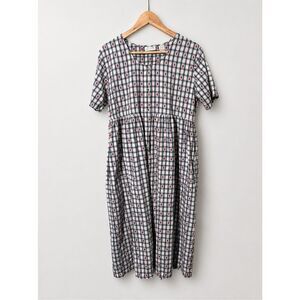 Go Softly Embroidered Strawberry Checkered Babydoll Dress M Cottagecore Cotton